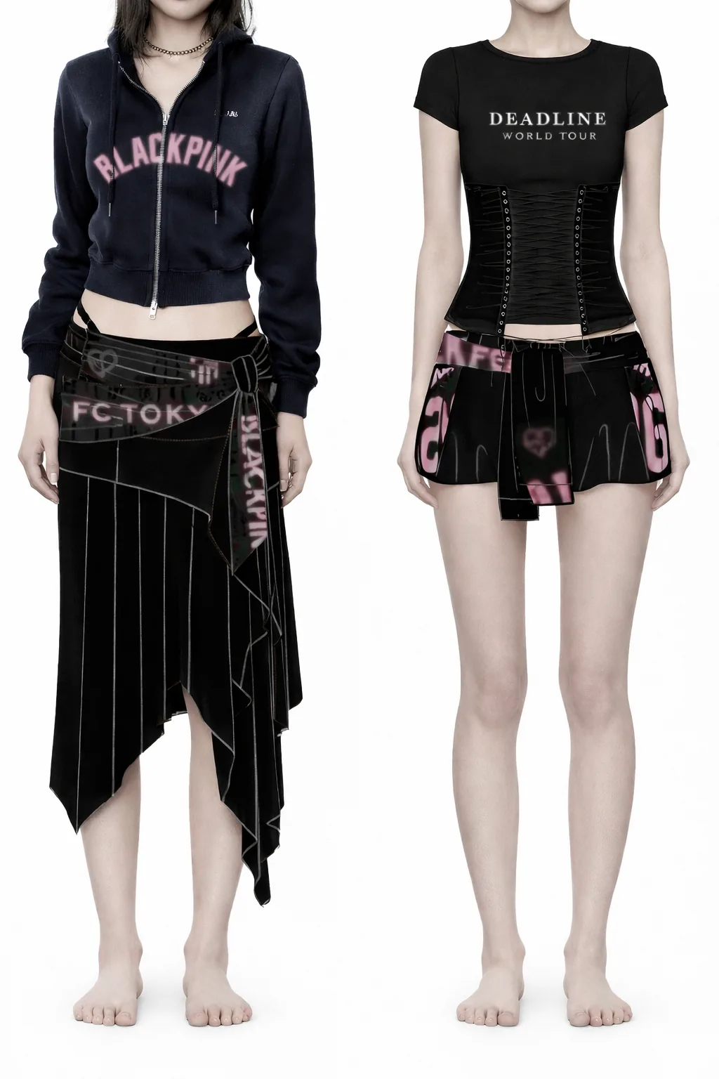 Two finished tour looks on forms