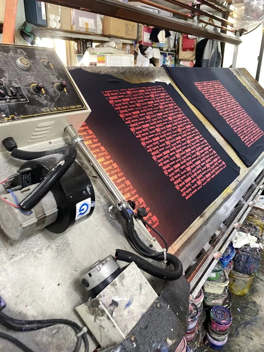 In-house screen printing of the “JENNIE” print