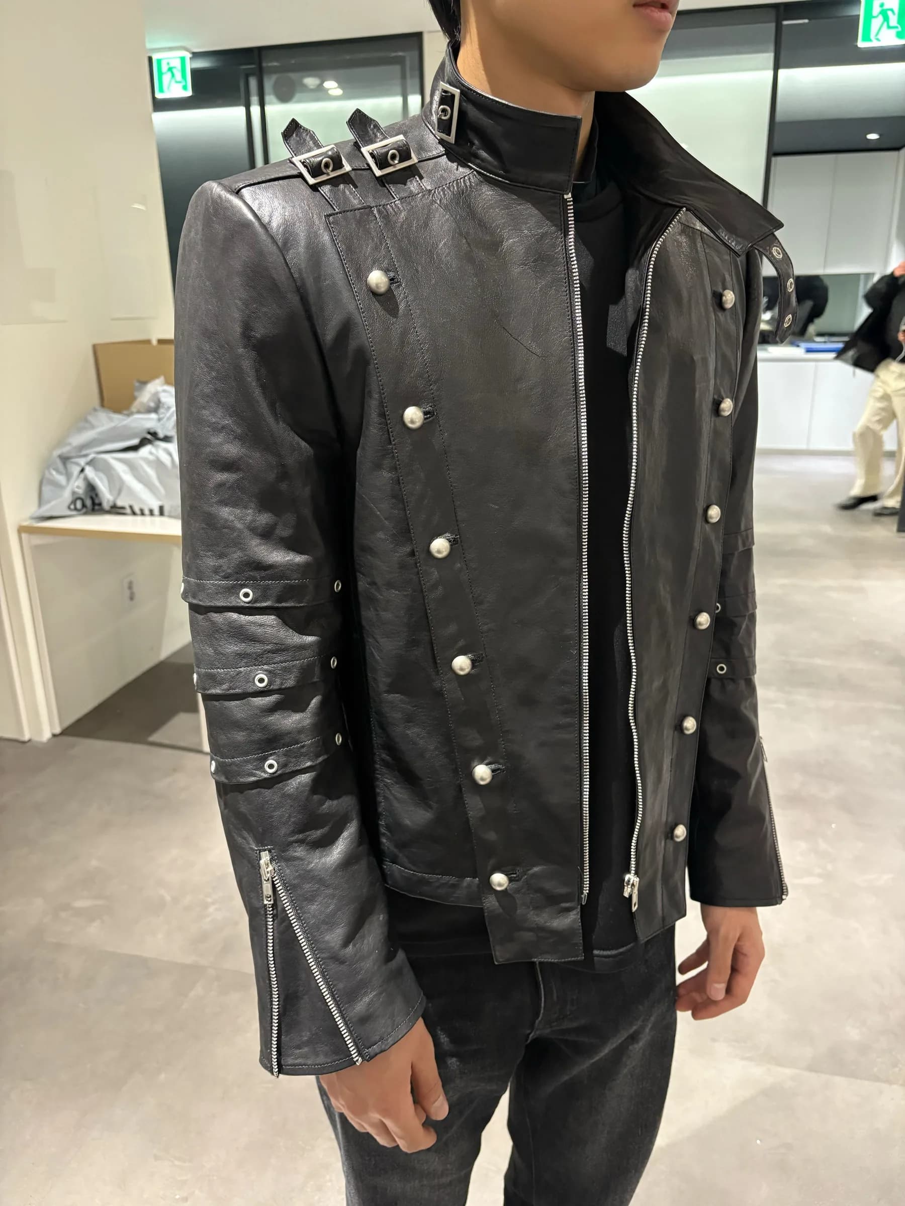Fitting a studded leather stage jacket