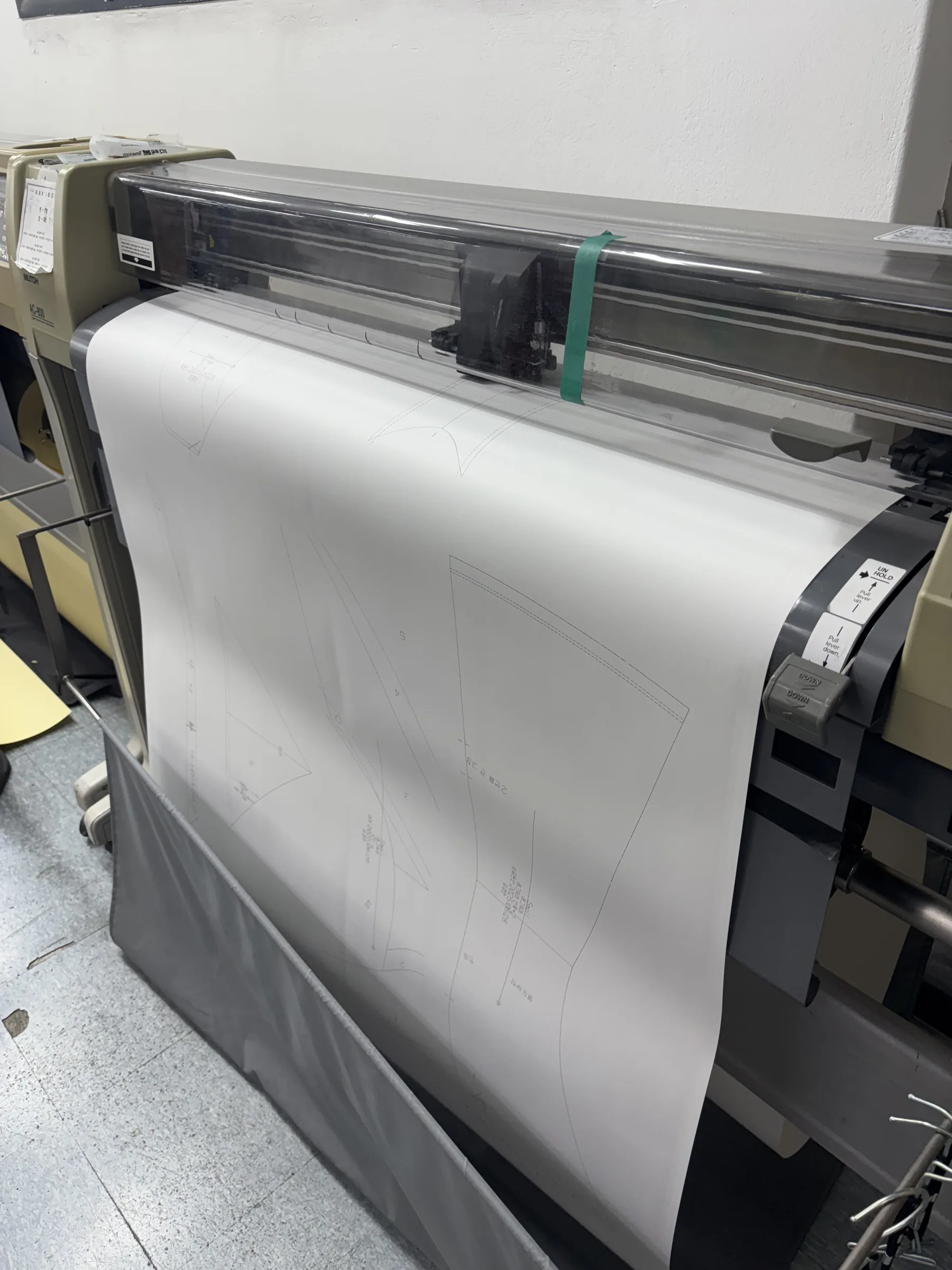Pattern plotter in the studio